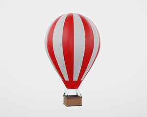 Naklejka premium Hot air balloon orange white stripes, colorful aerostat on white background. 3d render.