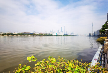 Fototapeta premium Guangzhou 广州 Canton Canton city center center Pearl river cityscape