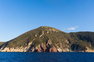 Obraz premium View of the northwestern shore of the island of Elba in Tuscany from the sea side