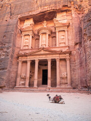 Al-Khazneh (The Treasury) one of the most elaborate temples in the ancient city of Petra, Jordan.