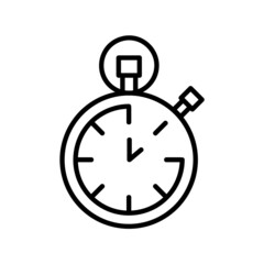 Time stopwatch icon. Clock pictogram. Flat sport symbol for web. Line stroke. Isolated on white background. Vector eps10