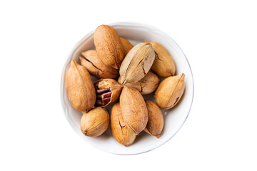pecan nuts in shell fresh ingredient snack on the table copy space food background rustic vegan or vegetarian food