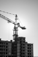 empty apartment house high rise building construction background - crisis in real estate property...