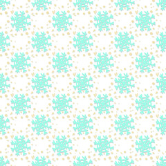 Colorful pattern with snowflakes on white background for textile print, design paper. Vector illustration.