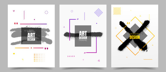 Vector illustration. Graffiti paint splash concept. Colorful shapes. Street art background. Artistic poster set with paint spray spot. Design element for cover, layout, brochure, magazine, flyer © VVadi4ka