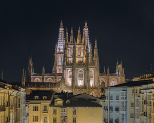 Fototapeta na wymiar Night View of Burgos Cathedral, Spain