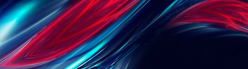 Fototapeta premium Bright abstract background, banner with abstract elements. Neon fantastic background, space background. Futuristic neon banner, bright multicolored lines, rays. 3D illustration.