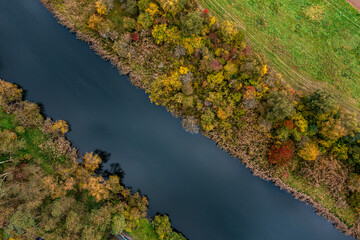 The Werra River from above in the fall time