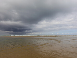 Arrival of a storm on the shore of a beach in the Landes. Moliets.