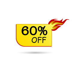 fire sale hot discount 60% increase in sales profitable offer banner for advertising tag