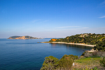 Sky and hill view in Burgazada Istanbul, Turkey