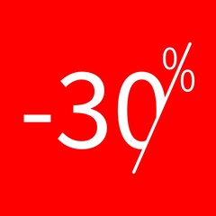 Sale -30 percent colored icon. Advertising banner in shop concept. Trendy flat style isolated symbol, used for: illustration, minimal, logo, mobile, app, emblem, design, web, ui, ux. Vector EPS 10