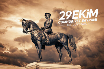 Historical Victory Monument | Zafer Aniti with equestrian Mustafa Kemal Ataturk. 29 Ekim Cumhuriyet...