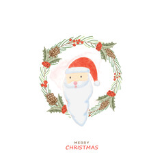 watercolor santa with beautiful christmas decoration