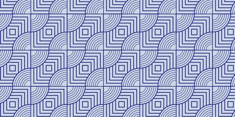 Geometric pattern ancient dark blue line fabric motif vector background design