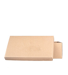 Open cardboard box mockup isolated on white background.
