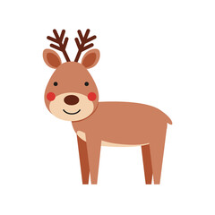 Cute little forest deer drawn in cartoon style