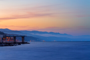 Alushta Crimea pictures of last night / evening coast long exposure