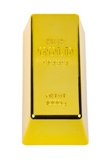 Golden bar, precious metal ingot isolated on white background