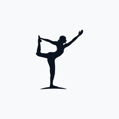 Fitness Gymnastic Logo Silhouette Sportswoman Vector