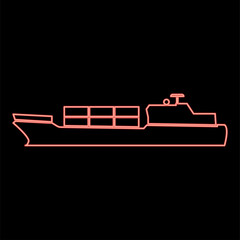 Neon merchant ship red color vector illustration flat style image