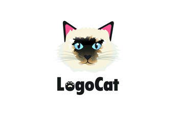 A logo concept, a cat with blue eyes
