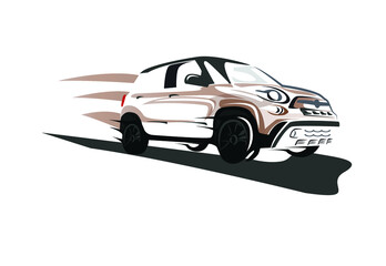 Vector illustration of a car on the road