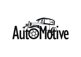 Automotive logo concept with an old car