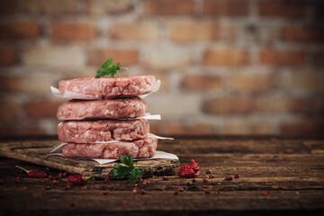 Raw ground beef meat burger steak