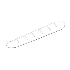 A vector illustration of a baguette isolated on white background. Designed in black and white colors for web concepts, prints, wraps, templates