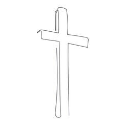 Cross, continuous line drawing. Vector illustration, isolated