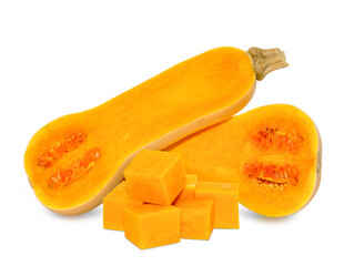 butternut squash slice isolated on white background
