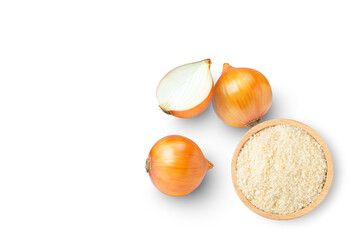 onion powder isolated on white background