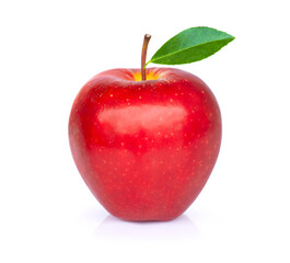 red apple with leaf