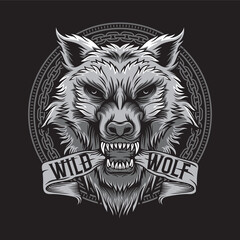 Wolf Vintage Logo Stock Vector