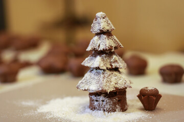 christmas cookies with chocolate. Christmas tree