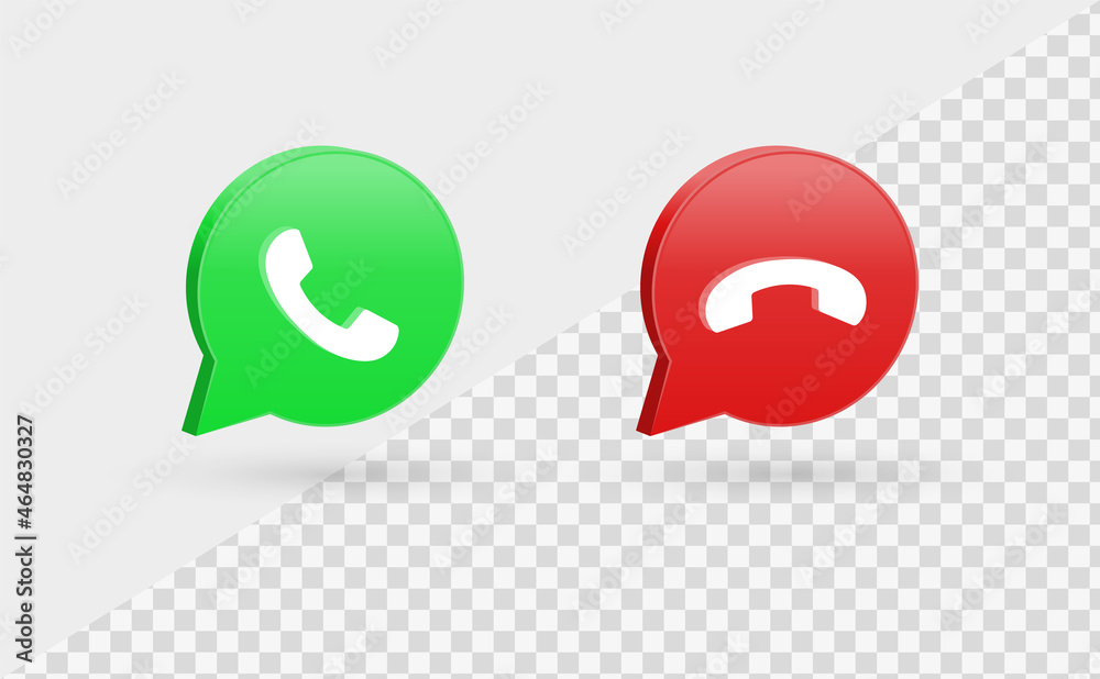 Leinwandbilder Accept and decline call icon in modern 3d speech bubble - Answer and decline phone call buttons