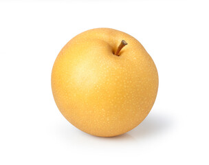Snow pear or nashi pear (Korean pear} isolated on white background. Clipping path.	