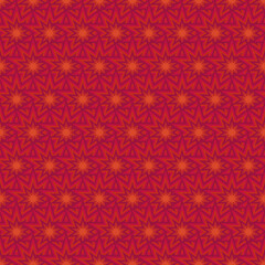 Abstract geometric drawing with lines, stars. Seamless vector background. Red-orange texture. New Year's Christmas pattern