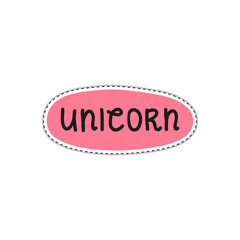 Doodle sticker with text unicorn.