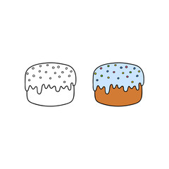 Hand drawn colored and outline kulich.