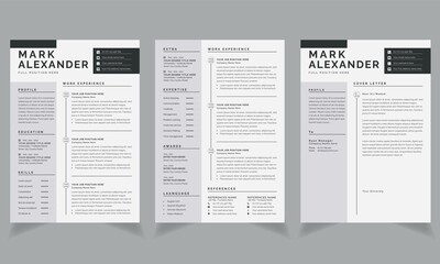Creative CV resume templates Vector Design cover letter job applications white	