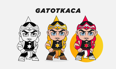 The cultural hero character Gatotkaca from Indonesia and India is a vector that is suitable to be applied to children's clothes, game icons, mascot icons, and others.