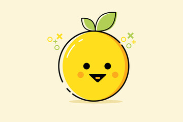 Illustration of a cute lemon-orange vector graphic. Suitable for fresh drink juice products, fruit drink logos, etc.