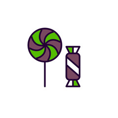 Candy and lollipop sweet treats. Pixel perfect, editable stroke colorful line art icon