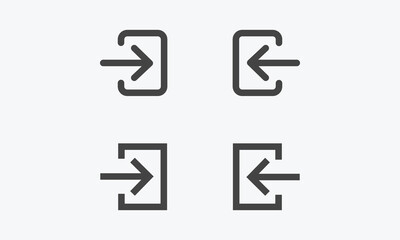 Login, Logout Icon in flat style with 2 different shapes and style isolated on grey background. The most used symbol for your website, logo design, mobile app, Ui, vector illustration