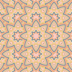 Vector seamless background. Endless colorful texture. Use for design, fashion print, scrapbooking. In yellow, pink and blue colors