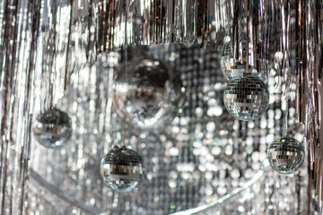 new year and christmas decor silver and disco balls