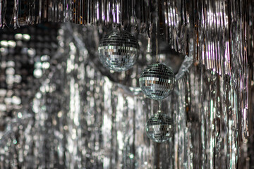 new year and christmas decor silver and disco balls