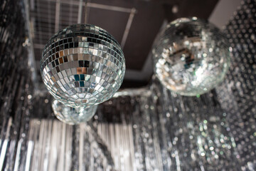 new year and christmas decor silver and disco balls